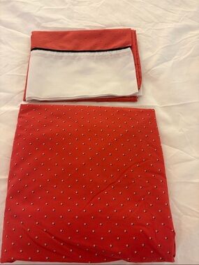 Orange, white/ black Polka Dot twin bed fitted sheet & matching pillow case.